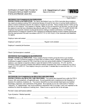 Certification of Health Care Provider for FMLA