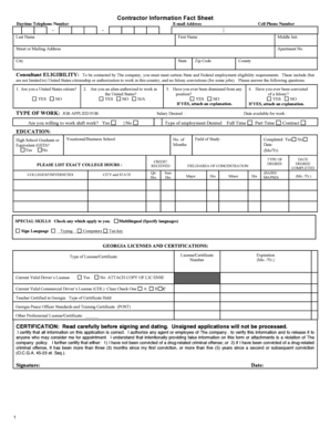Contractor Information Fact Sheet