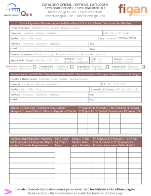 Catálogo Oficial - Formulario de Inscripción de Expositor