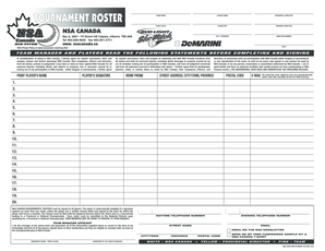 NSA Canada Team Roster Form