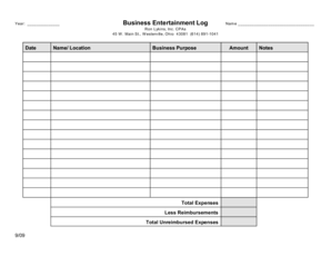 Business Entertainment Log