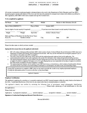 Background Record Check Consent Form