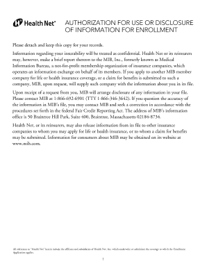 Health Net Authorization for Use or Disclosure of Information