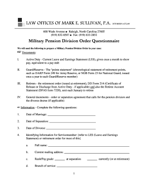 Military Pension Division Order
