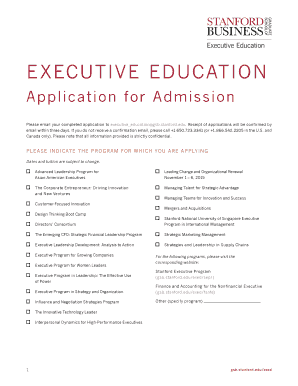 Stanford Executive Education Application Form