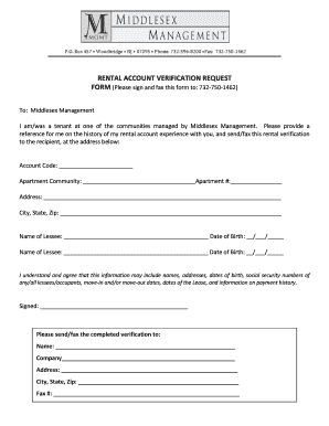 Rental Account Verification Request Form
