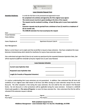 Lease Extension Request Form