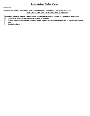Lease Holder Update Form