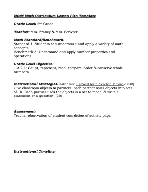 2nd Grade Math Lesson Plan Template