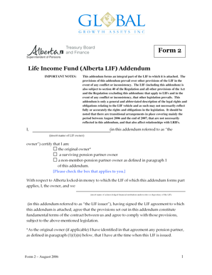 Alberta LIF Addendum Form