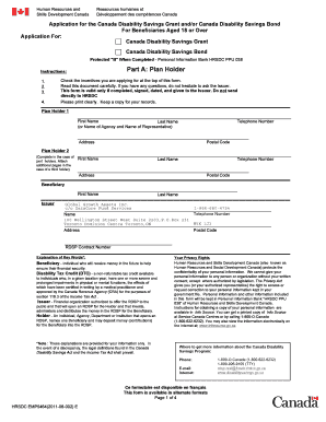 Canada Disability Savings Grant and Bond Application