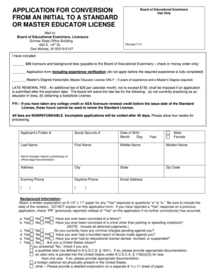 Iowa Educator License Conversion Application