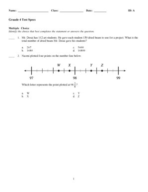 Grade 4 Math Test