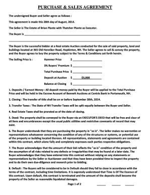 Purchase and Sales Agreement
