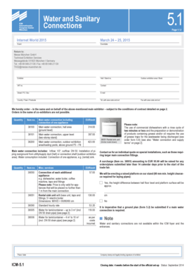 Water and Sanitary Connections Order Form