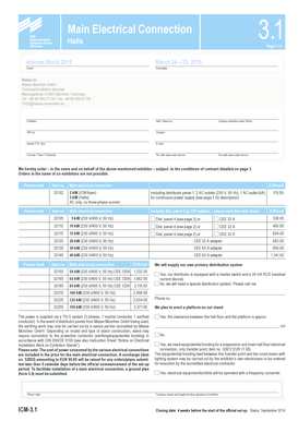 Main Electrical Connection Order Form