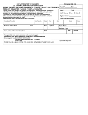 Huntington Resident Commuter Parking Permit Application