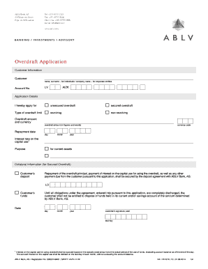 Overdraft Application Form