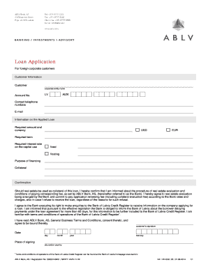Loan Application for Foreign Corporate Customers
