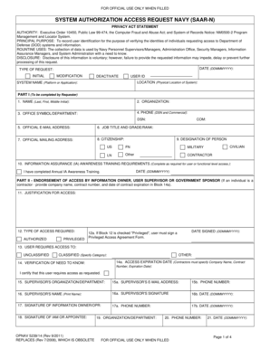 System Authorization Access Request Navy (SAAR-N)