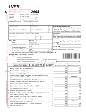 Wisconsin Nonresident Income Tax Form 1NPR