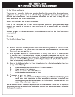 New Jersey Apartment Application Form