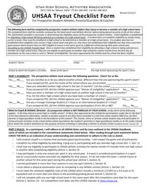 UHSAA Tryout Checklist Form