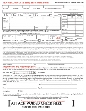 TEA-NEA Early Enrollment Form