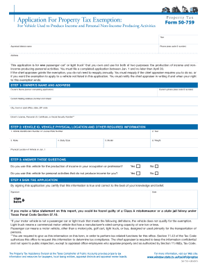 Texas Property Tax Exemption Application