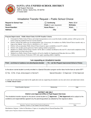 Intradistrict Transfer Request Form