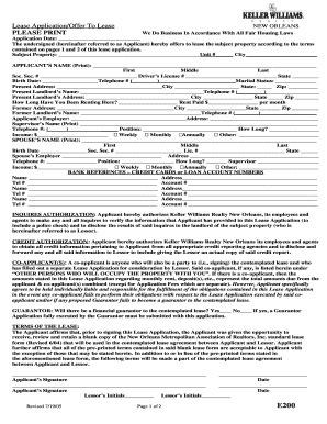New Orleans Lease Application Form