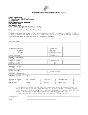 Motor Accident/Loss Notification Form