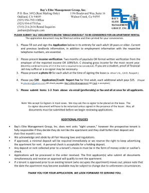 California Apartment Rental Application