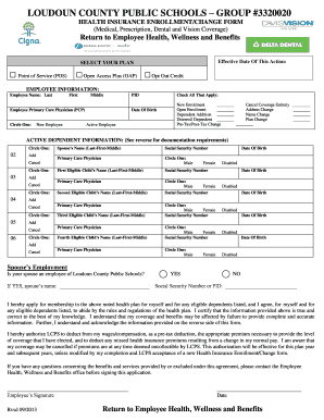 Loudoun County Public Schools Health Insurance Enrollment Form