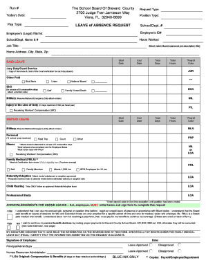 Brevard County Leave of Absence Request Form