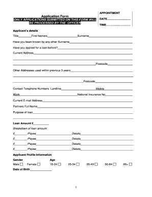 Carlisle & District Credit Union Loan Application Form