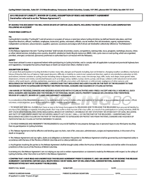 Cycling BC Liability Waiver Agreement