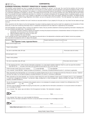 Texas Business Personal Property Tax Rendition Form