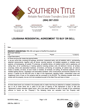 Louisiana Residential Agreement to Buy or Sell