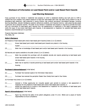 Lead-Based Paint Disclosure Form