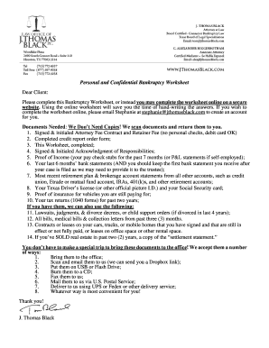 Bankruptcy Worksheet