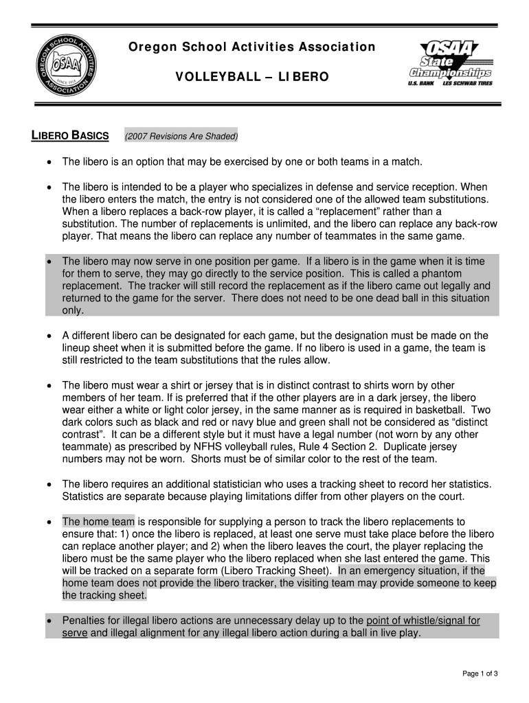 Fillable Online VOLLEYBALL LIBERO Fax Email Print pdfFiller