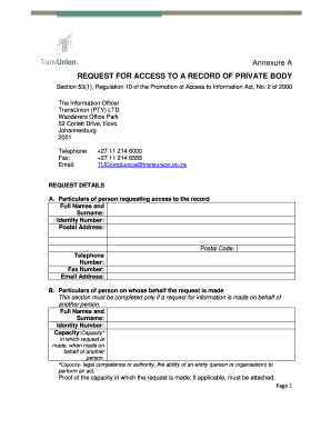 Request for Access to a Record of Private Body