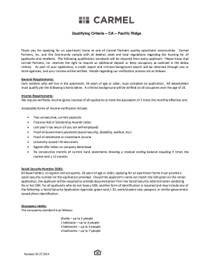 California Apartment Rental Application