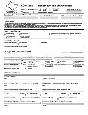 Körung / Breed Survey Worksheet