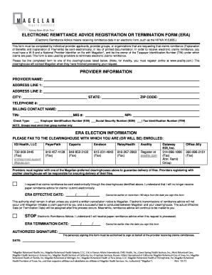 Electronic Remittance Advice Registration Form