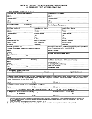 Waste Shipment Information Form