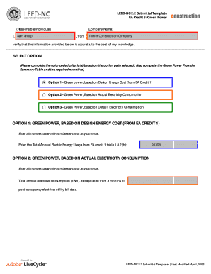 LEED-NC 2.2 Green Power Submittal Template
