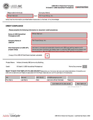 LEED-NC 2.2 Submittal Template