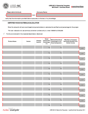 LEED-NC 2.2 Certified Wood Submittal Form